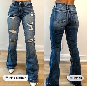 My girl BME Distressed Denim Flare Jeans